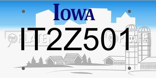 IT2Z501 Iowa License Plate