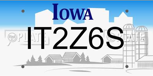 IT2Z6S Iowa License Plate