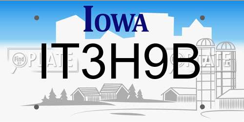 IT3H9B Iowa License Plate