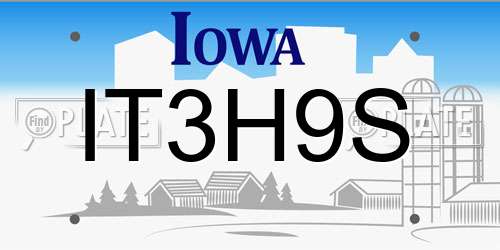 IT3H9S Iowa License Plate