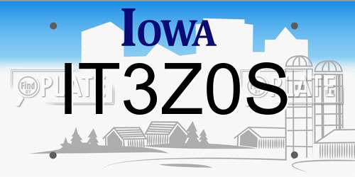 IT3Z0S Iowa License Plate