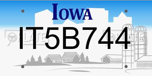 IT5B744 Iowa License Plate
