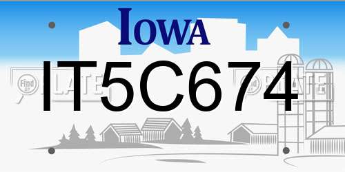 IT5C674 Iowa License Plate
