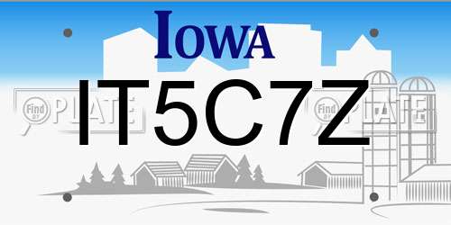 IT5C7Z Iowa License Plate