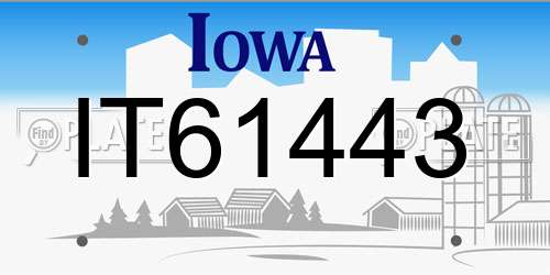 IT61443 Iowa License Plate
