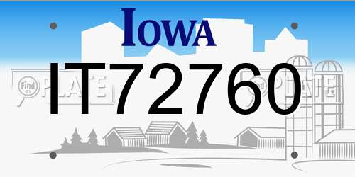 IT72760 Iowa License Plate