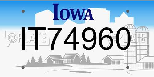IT74960 Iowa License Plate