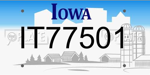 IT77501 Iowa License Plate