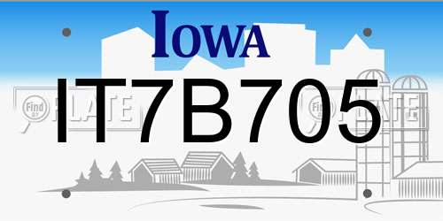 IT7B705 Iowa License Plate