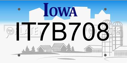 IT7B708 Iowa License Plate