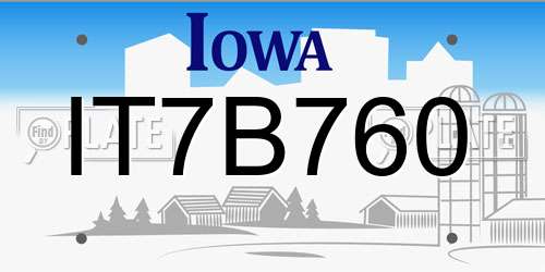 IT7B760 Iowa License Plate