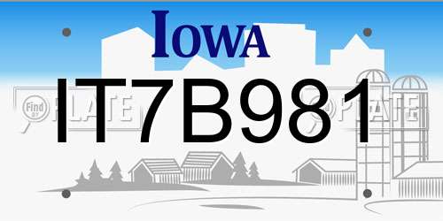 IT7B981 Iowa License Plate