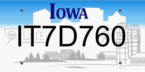 IT7D760 Iowa License Plate