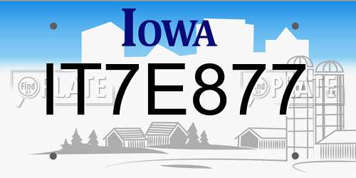 IT7E877 Iowa License Plate