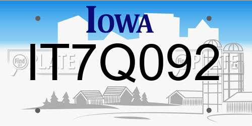 IT7Q092 Iowa License Plate