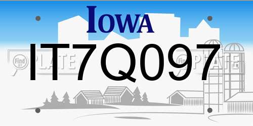IT7Q097 Iowa License Plate