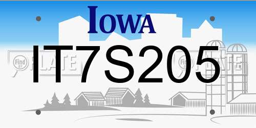 IT7S205 Iowa License Plate