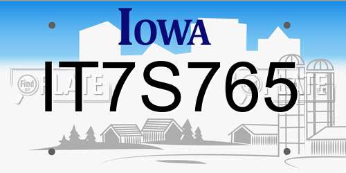 IT7S765 Iowa License Plate
