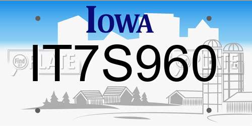 IT7S960 Iowa License Plate