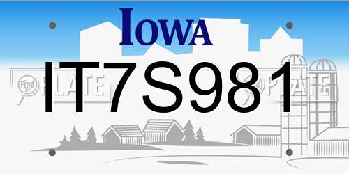 IT7S981 Iowa License Plate