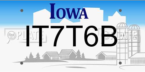 IT7T6B Iowa License Plate