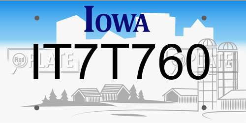 IT7T760 Iowa License Plate