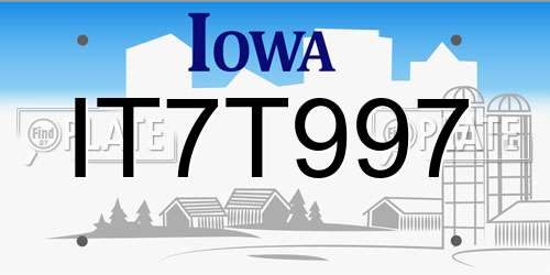 IT7T997 Iowa License Plate