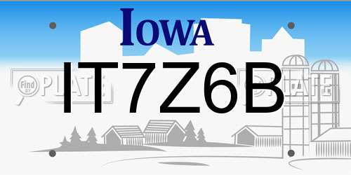 IT7Z6B Iowa License Plate