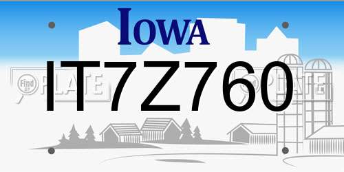 IT7Z760 Iowa License Plate