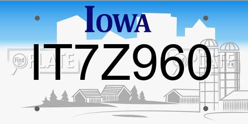IT7Z960 Iowa License Plate