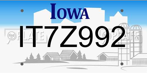 IT7Z992 Iowa License Plate