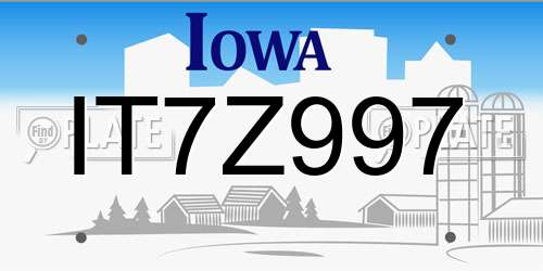 IT7Z997 Iowa License Plate