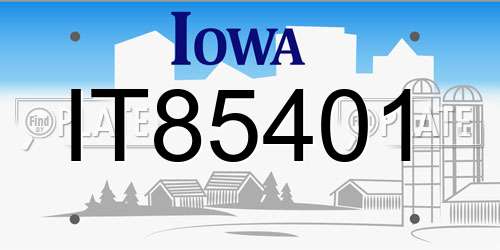 IT85401 Iowa License Plate