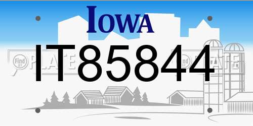 IT85844 Iowa License Plate