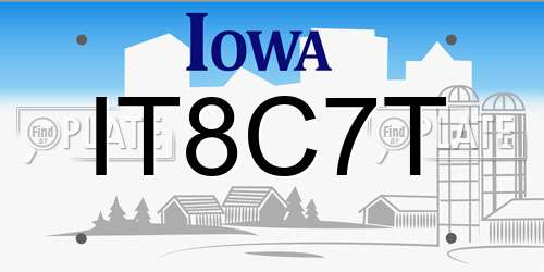 IT8C7T Iowa License Plate