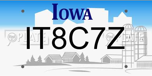 IT8C7Z Iowa License Plate