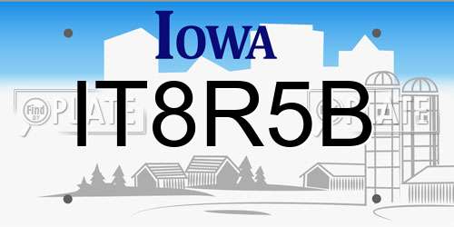IT8R5B Iowa License Plate