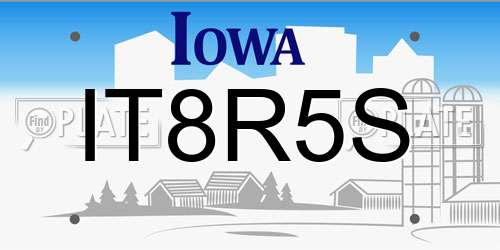 IT8R5S Iowa License Plate