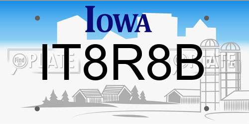 IT8R8B Iowa License Plate