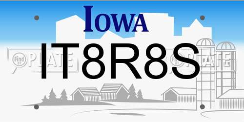 IT8R8S Iowa License Plate