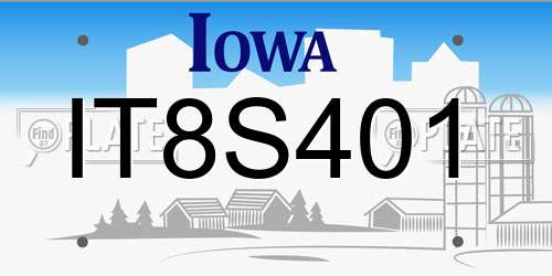 IT8S401 Iowa License Plate