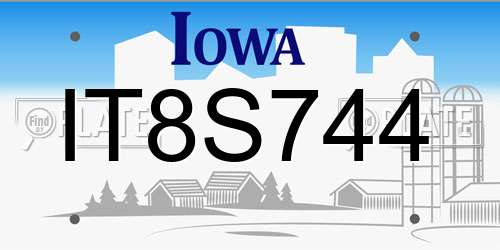 IT8S744 Iowa License Plate