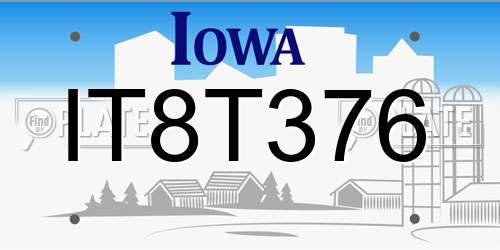 IT8T376 Iowa License Plate