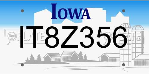 IT8Z356 Iowa License Plate