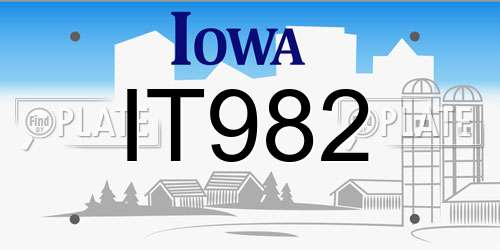 IT982 Iowa License Plate
