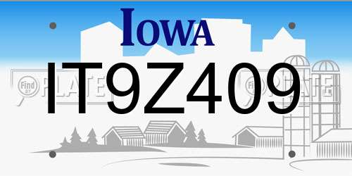 IT9Z409 Iowa License Plate