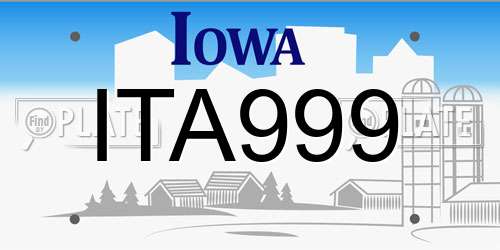 ITA999 Iowa License Plate