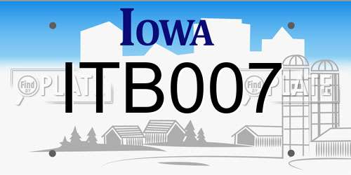 ITB007 Iowa License Plate