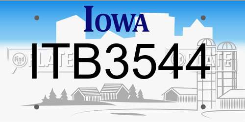 ITB3544 Iowa License Plate