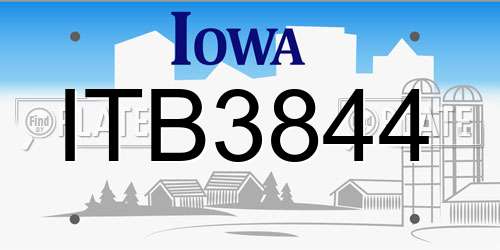 ITB3844 Iowa License Plate